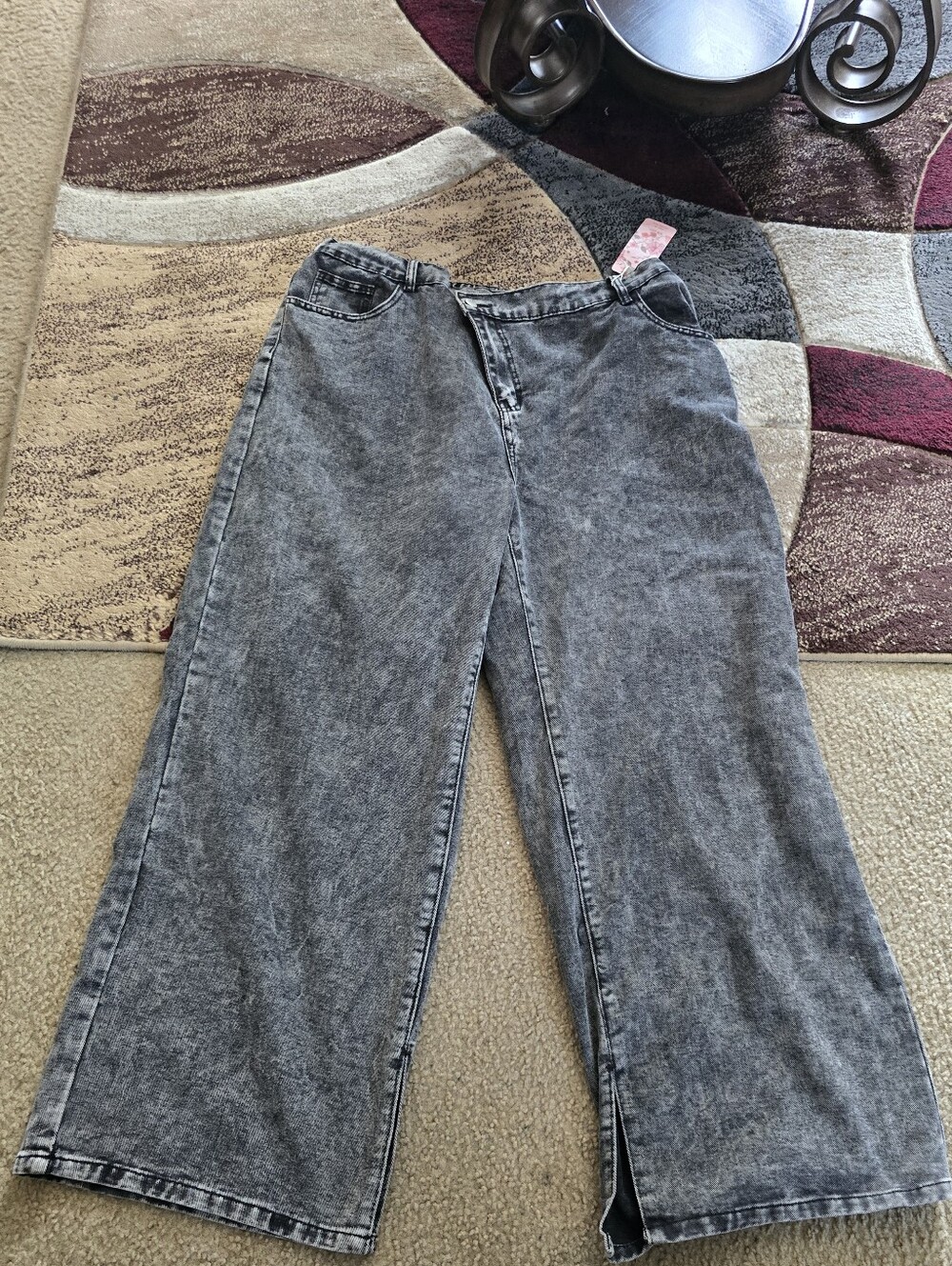 SHEIN Gray Acid-Wash‎ Wide Leg Jeans Womens Size 2XL